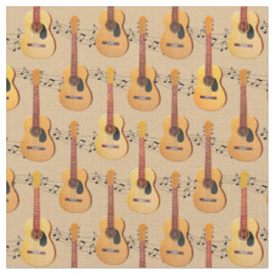 Classical Acoustic Guitars Music Notes Fabric