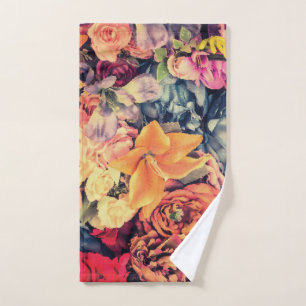 Classical autumn florals mosaic pattern  hand towel