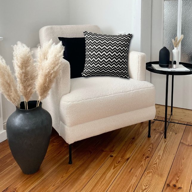 classical black and white chevron pattern throw pillow (Creator Uploaded)