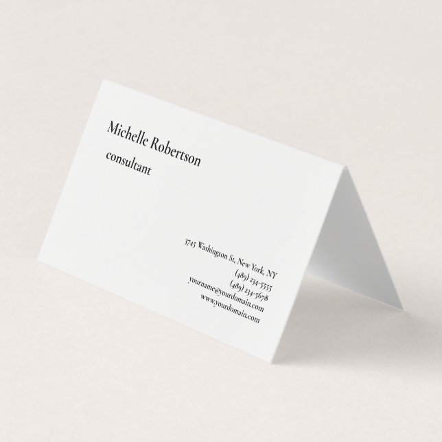 Classical Black White Plain Minimalist Business Card (Front)