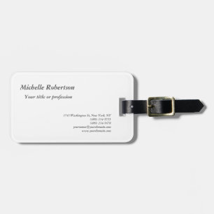 Classical Black White Plain Minimalist Simple Luggage Tag