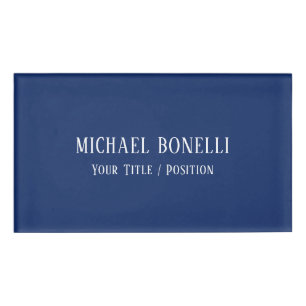 Classical Blue Color Elegant Serif Font Minimalist Name Tag