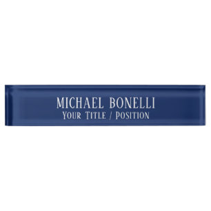 Classical Blue Color Elegant Serif Font Minimalist Nameplate