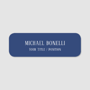 Classical Blue Colour Elegant Serif Font Minimalis Name Tag