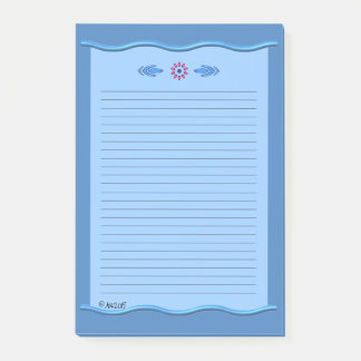 Classical Blue with Wavy Borders  - Lined AH2015 Post-it Notes