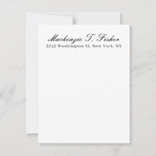 Classical Calligraphy Elegant Plain Black & White Card