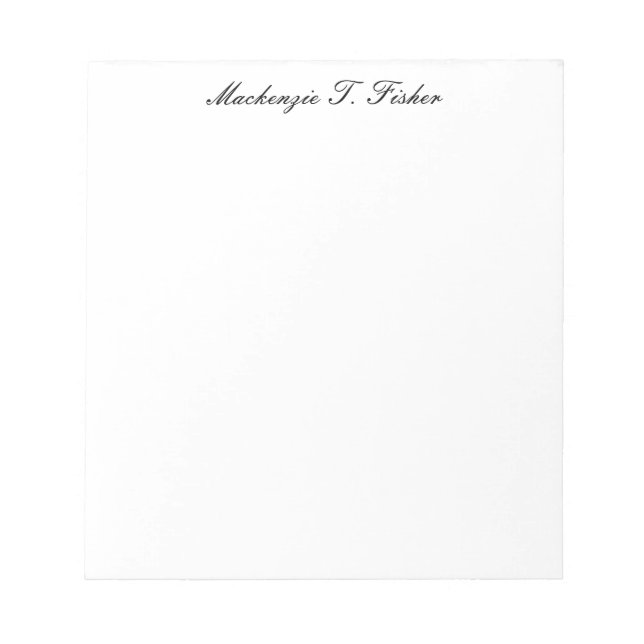 Classical Calligraphy Elegant Plain Black & White Notepad (Front)