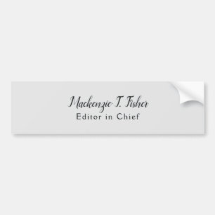 Classical Calligraphy Elegant Plain Simple Grey Bumper Sticker