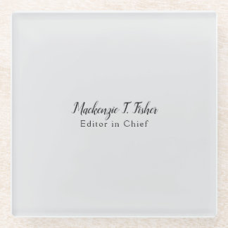 Classical Calligraphy Elegant Plain Simple Grey Glass Coaster