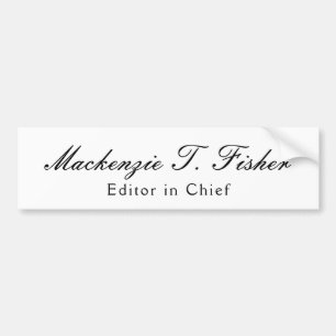 Classical Calligraphy Elegant Plain Simple White Bumper Sticker