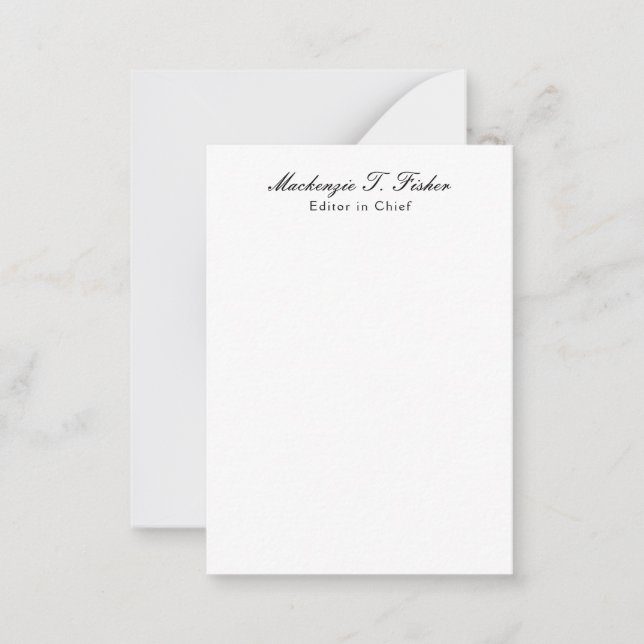 Classical Calligraphy Elegant Plain Simple White Card (Front)