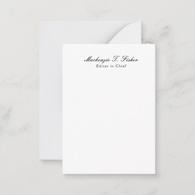 Classical Calligraphy Elegant Plain Simple White Card (Front)