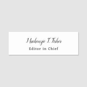 Classical Calligraphy Elegant Plain Simple White Name Tag