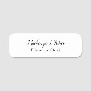 Classical Calligraphy Elegant Plain Simple White Name Tag