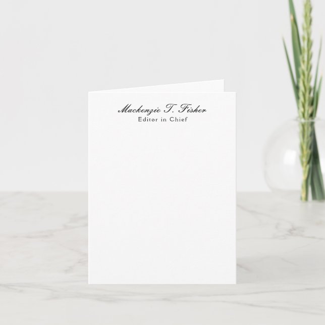 Classical Calligraphy Elegant Plain Simple White Note Card (Front)