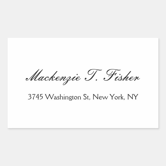 Classical Calligraphy Elegant Plain Simple White Sticker (Front)