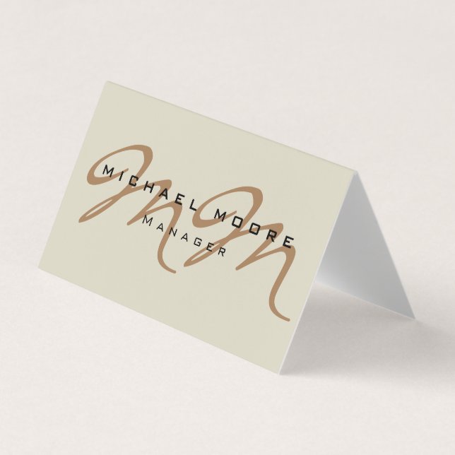 Classical Calligraphy Monogram Pastel Colour Business Card (Front)