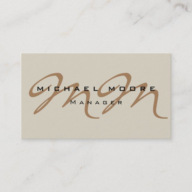Classical Calligraphy Monogram Pastel Colour Business Card (Front)