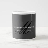 Classical Calligraphy Monogram Wedding Grey