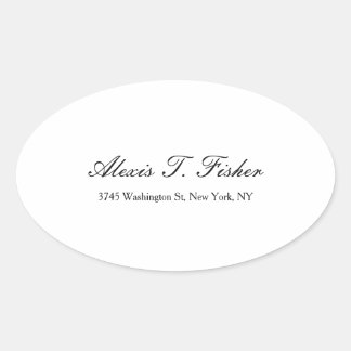 Classical Calligraphy Script Plain Simple White Oval Sticker