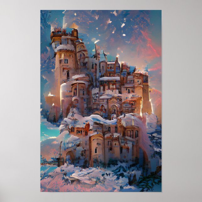 Classical Castle, Winter Medieval Castle, Fairy  P Poster (Front)