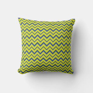 classical chartreuse blue chevron pattern throw pillow