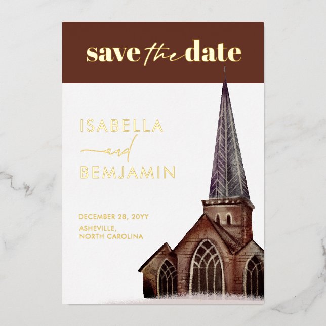 Classical Church Religious Wedding Save The Date (Front)