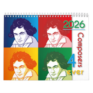 Classical Composers Portraits, Cartoon Style, 2026 Calendar
