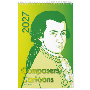 Classical Composers Portraits, Cartoon Style, 2027 Calendar