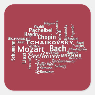Classical Composers Word Cloud Square Sticker