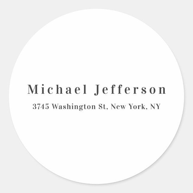 Classical Creative Trendy Black & White Minimalist Classic Round Sticker (Front)