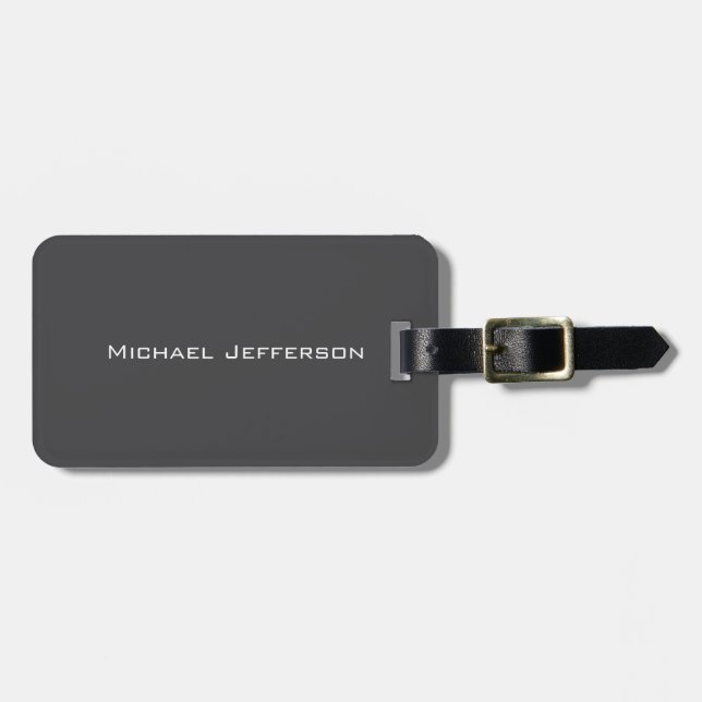 Classical Creative Trendy Dark Grey & White Luggage Tag (Front Horizontal)