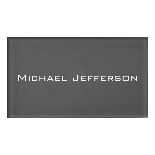 Classical Creative Trendy Dark Grey & White Name Tag (Front)