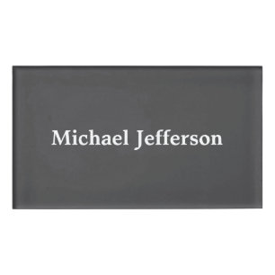 Classical Creative Trendy Dark Grey & White Name Tag