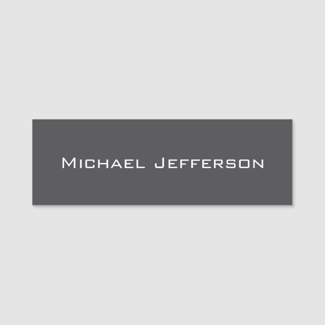 Classical Creative Trendy Dark Grey & White Name Tag (Front)
