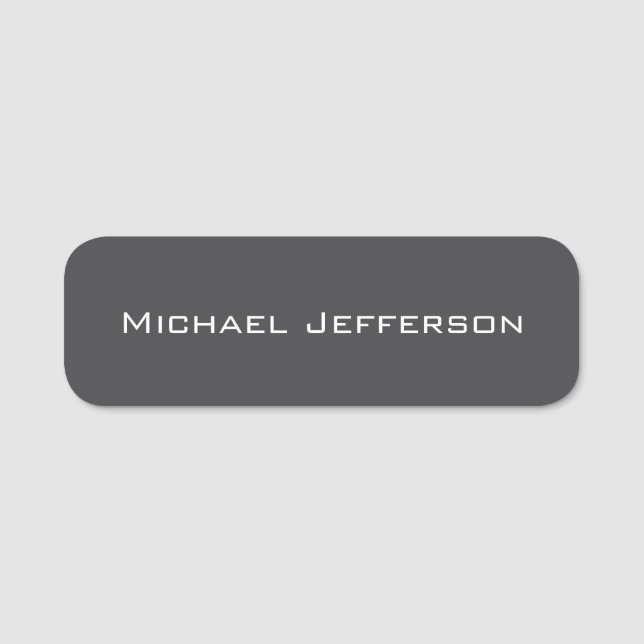 Classical Creative Trendy Dark Grey & White Name Tag (Front)