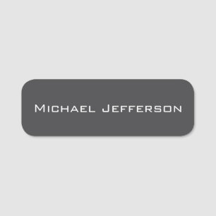 Classical Creative Trendy Dark Grey & White Name Tag