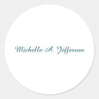 Classical Creative Trendy White Ocean Blue Classic Round Sticker