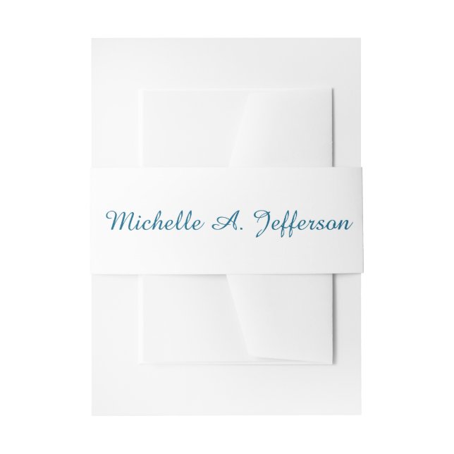 Classical Creative Trendy White Ocean Blue Invitation Belly Band (Front Example)