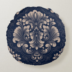 Classical Damask Seamless Victorian Texture Round Pillow