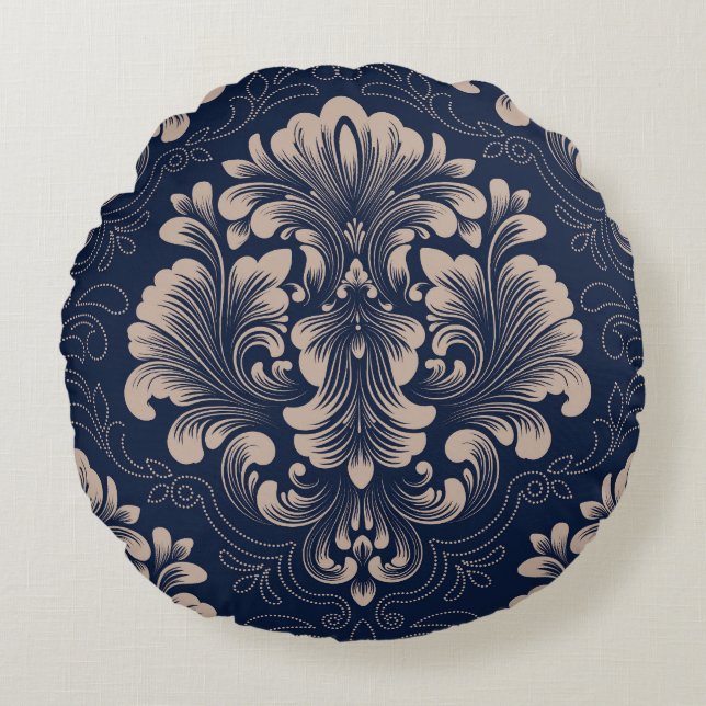 Classical Damask Seamless Victorian Texture Round Pillow (Front)