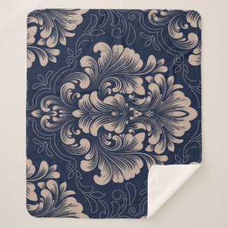Classical Damask Seamless Victorian Texture Sherpa Blanket