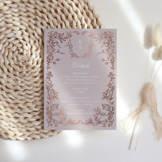 Classical Elegant Crest Monogram Wedding Reception Enclosure Card (Creator Uploaded)