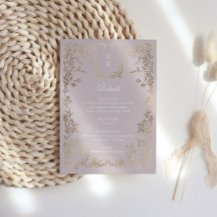 Classical Elegant Crest Monogram Wedding Reception Enclosure Card