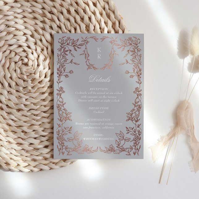 Classical Elegant Crest Monogram Wedding Reception Enclosure Card (Creator Uploaded)