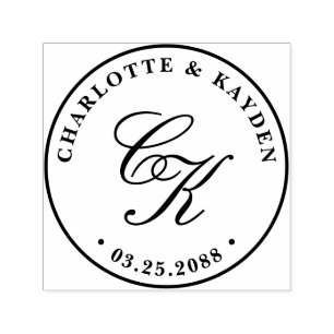 Classical Elegant Entwine Script Wedding Monogram Self-inking Stamp