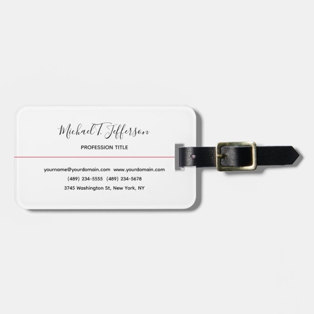 Classical Elegant Plain Calligraphy  Luggage Tag (Front Horizontal)