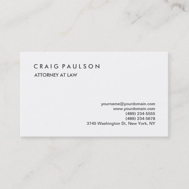 Classical Elegant Plain Professional Business Card (Front)