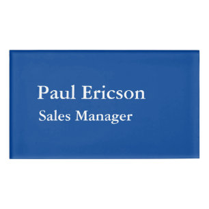 Classical Elegant Plain Professional Deep Blue Name Tag