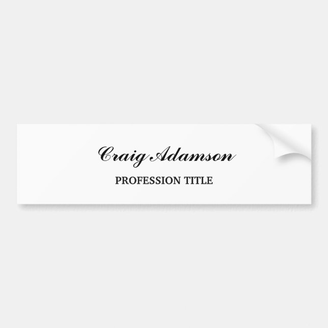 Classical Elegant Plain Simple Minimalist Bumper Sticker (Front)